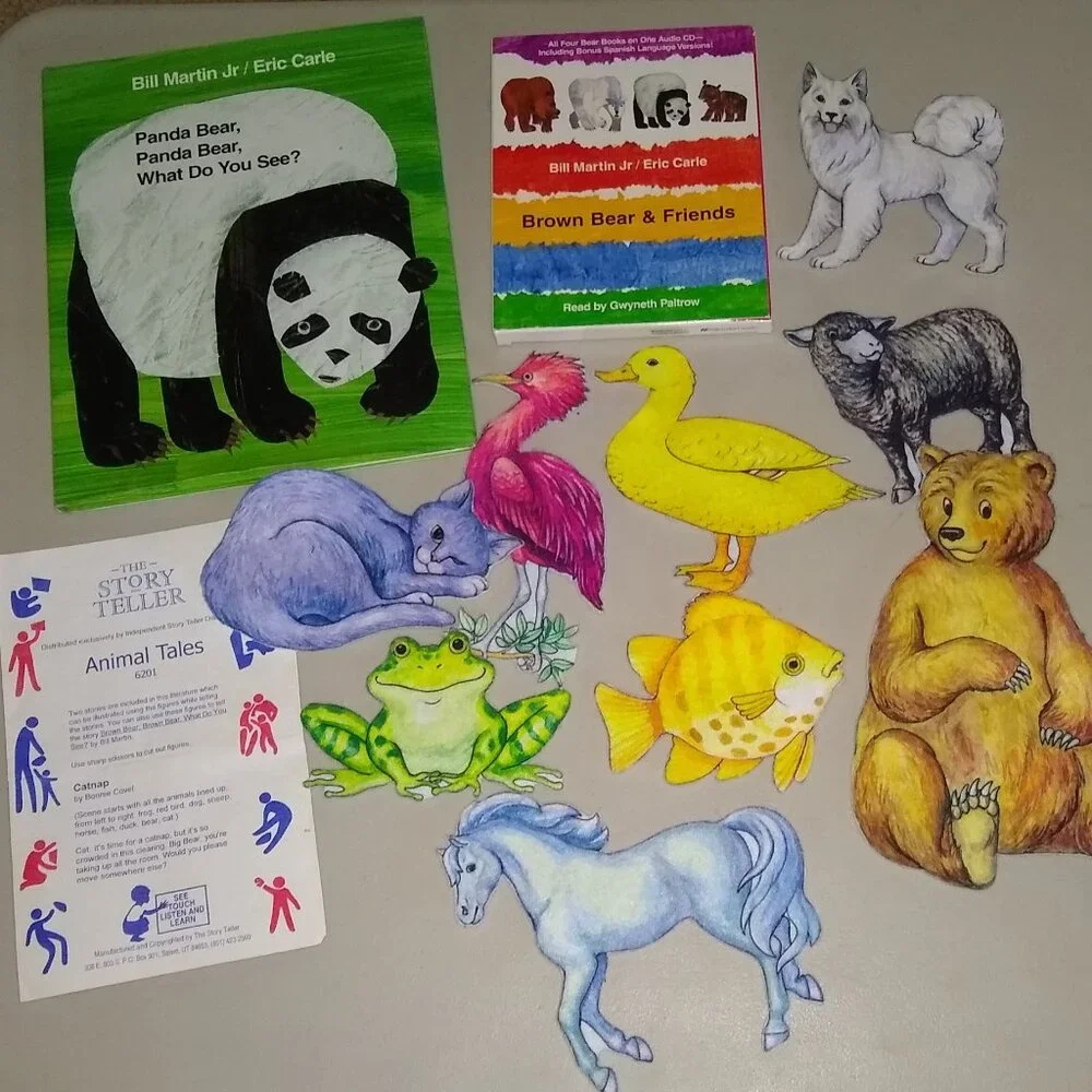Eric Carle Set: Brown, Panda, Polar Bear HC + Flannel Story + Audio + Puppets
